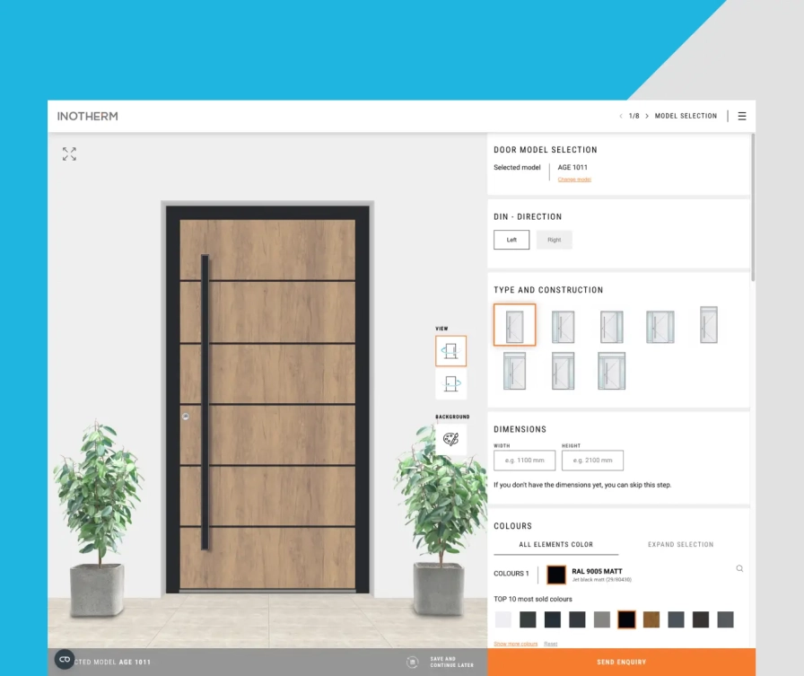 Configurator for aluminum entrance doors